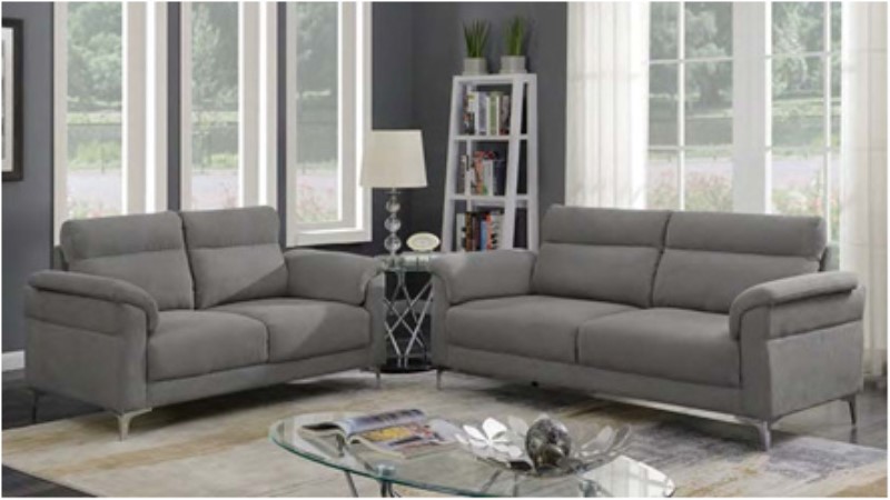 3+2 Seat Sofas Light Grey Fabric